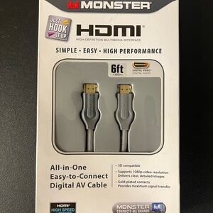 Monster HDMI Cable 6ft 1080P Digital AV Cable 122510-00 New